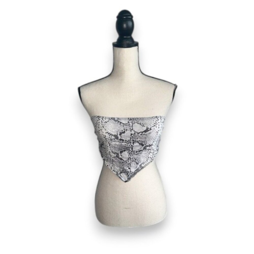 2/$5 Forever 21 Black and White Snakeskin Bandeau Crop Top